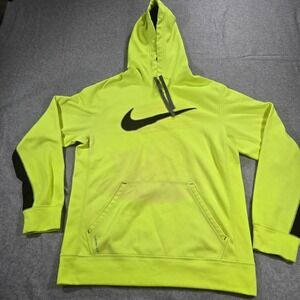 Nike Therma-FIT Hoodie Mens Small Volt Neon Yellow Swoosh Pullover 645382-702